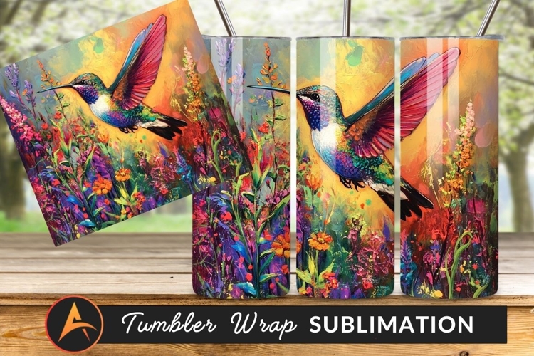 Vibrant Hummingbird In A Floral Garden Painting