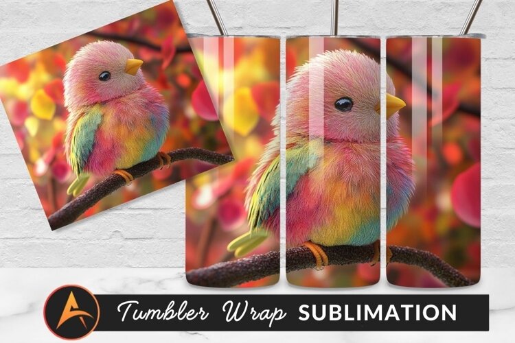 Colorful Bird Perched On A Branch Tumbler Png example image 1