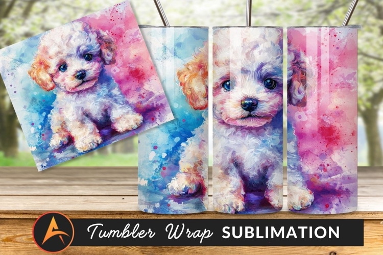 Watercolor Poodle Puppy Dog Art Illustration Tumbler