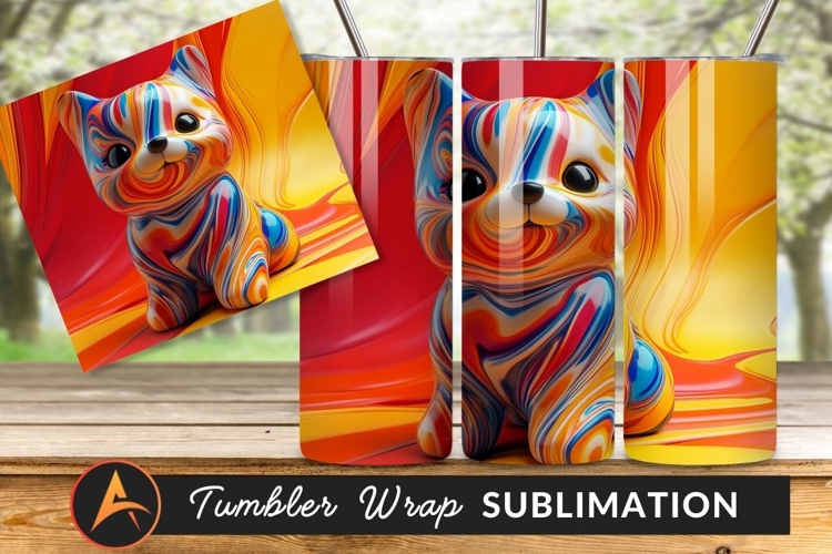 Colorful Swirl Pattern Cat Tumbler Png