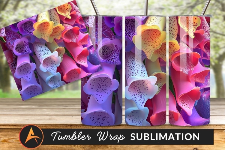Colorful Detailed Foxglove Flower Blossoms Tumbler Png