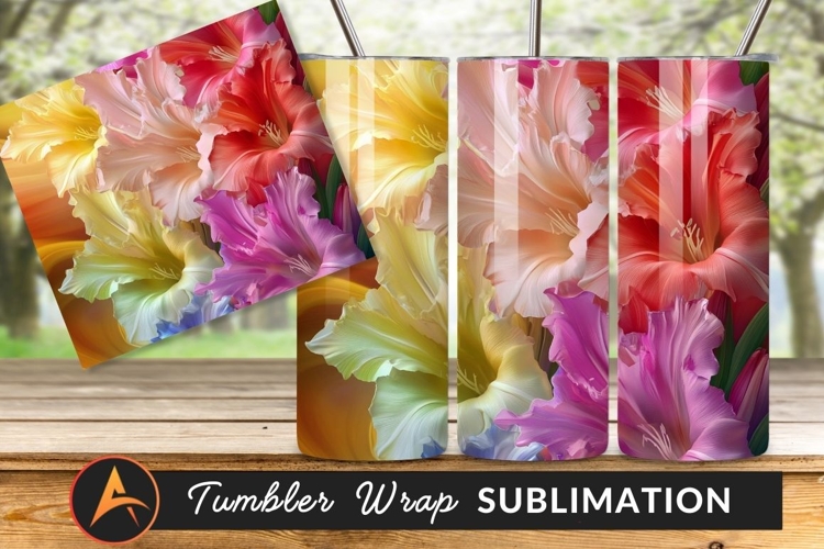 Vivid Gladiolus Floral Arrangement Tumbler Png Image