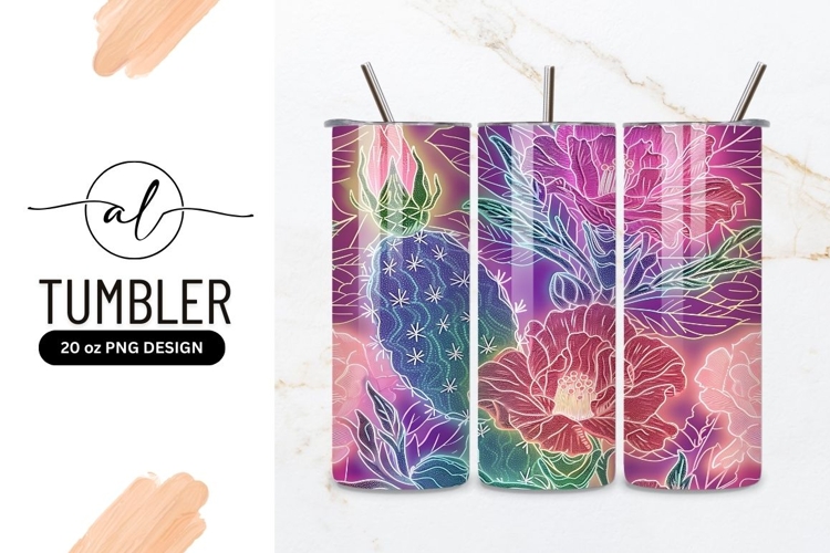 Colorful Cactus Flower Pattern Seamless Botanical Design