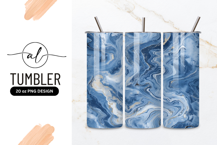 Swirling Blue and Gold Marble Texture Abstract Background