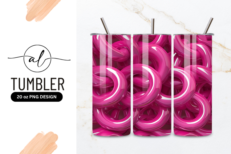 Glossy Pink Ring Shapes Overlapping Abstract Background