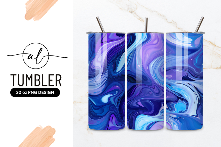 Swirling Abstract Fluid Art in Shades of Purple Blue