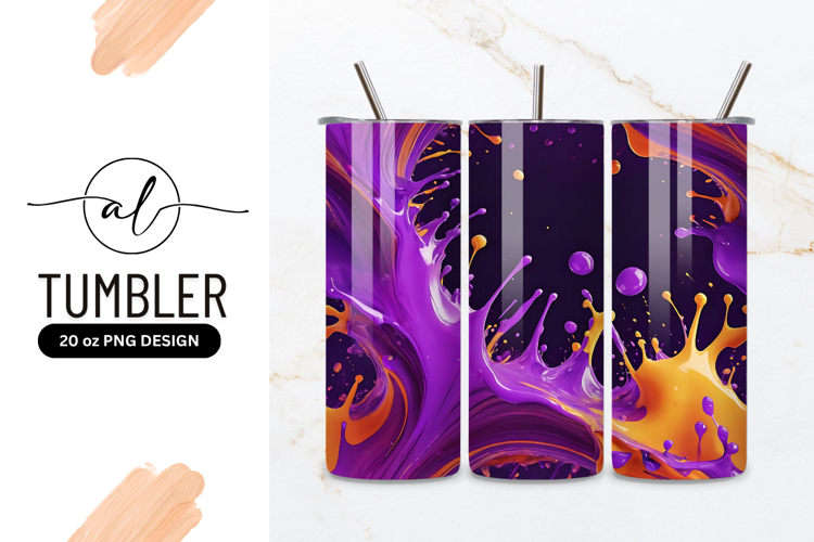 Purple And Orange Paint Splatter Abstract Art