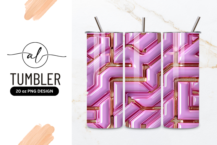 Pink And Gold Futuristic Abstract Seamless Pattern
