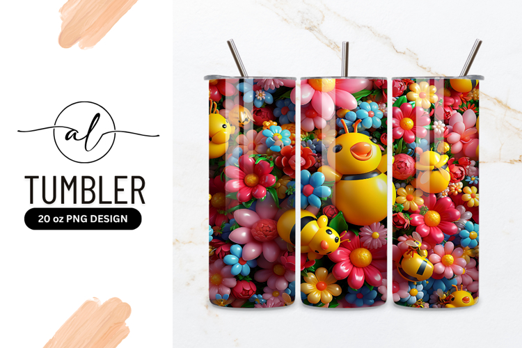Cartoon Bees Amidst Colorful Flower Garden Art