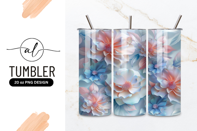 Pastel Paper Flowers Elegant Background Tumbler Png