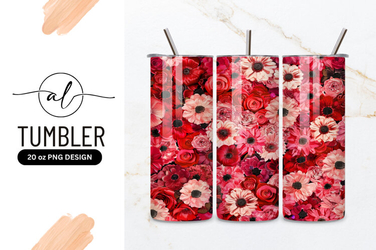 Floral Abundance Red Roses And Daisies Tumbler example image 1