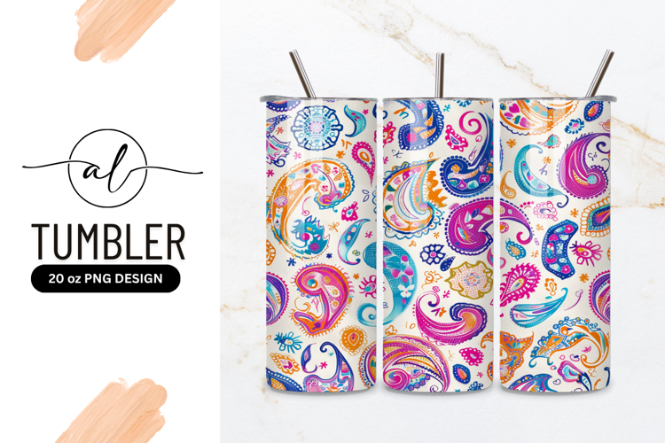 Vivid Paisley Pattern Colorful Textile Background Image