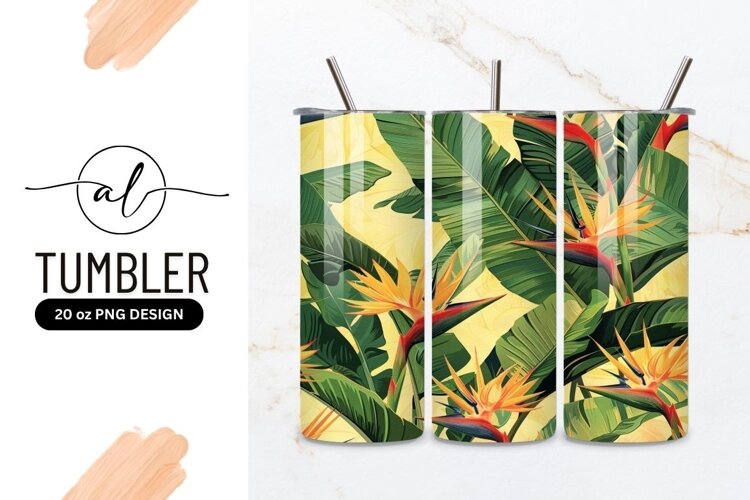 Bird of Paradise Flowers and Tropical Leaves Pattern example image 1