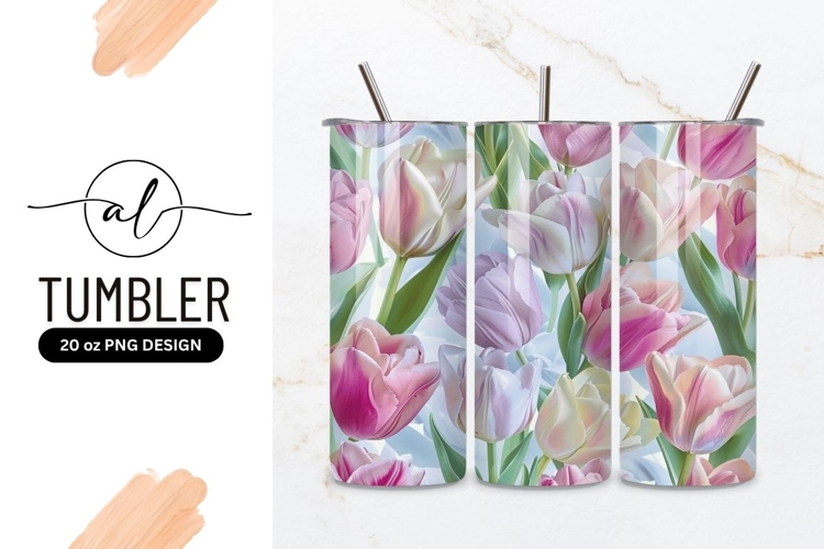Pastel Tulip Floral Pattern with Pink Lavender and Yellow