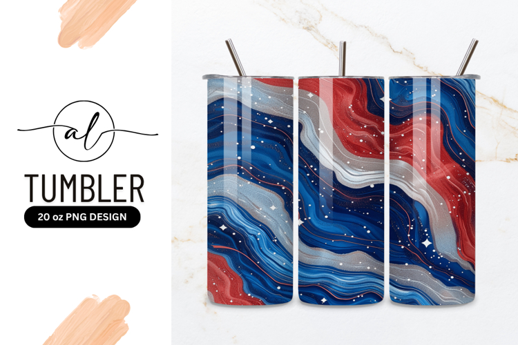 Red White Blue Abstract Fluid Art example image 1