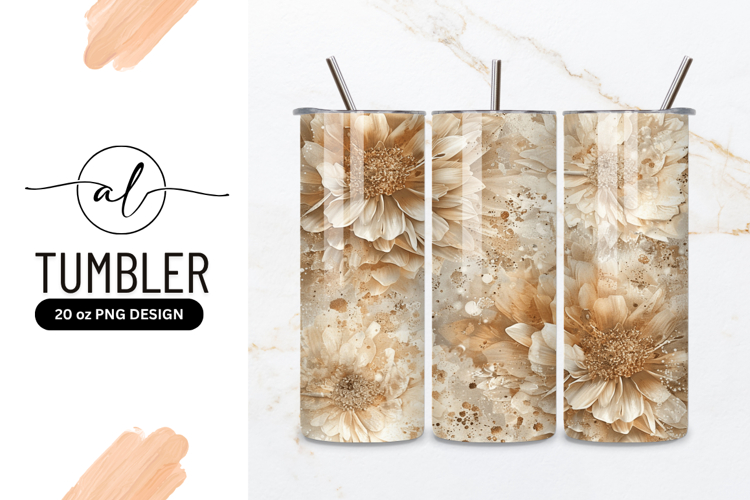 Abstract Golden Floral Tumbler Png Background Pattern