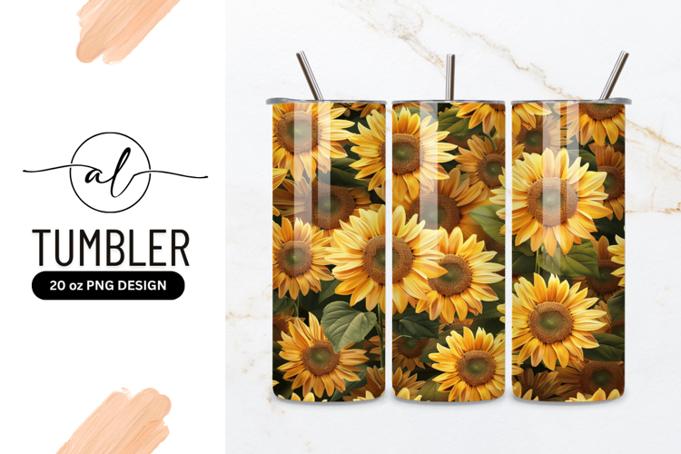 Sunflowers Abundance Seamless Floral Background Tumbler Png