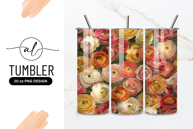 Colorful Ranunculus Flowers Pattern Floral Arrangement