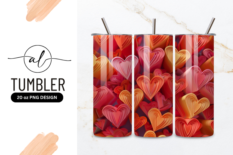 Layered Paper Hearts in Red Orange and Pink Colors