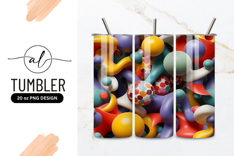 Abstract 3 D Composition of Colorful Spheres and Organic