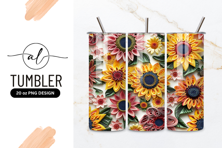 Colorful Paper Quilled Flowers with Green Leaves