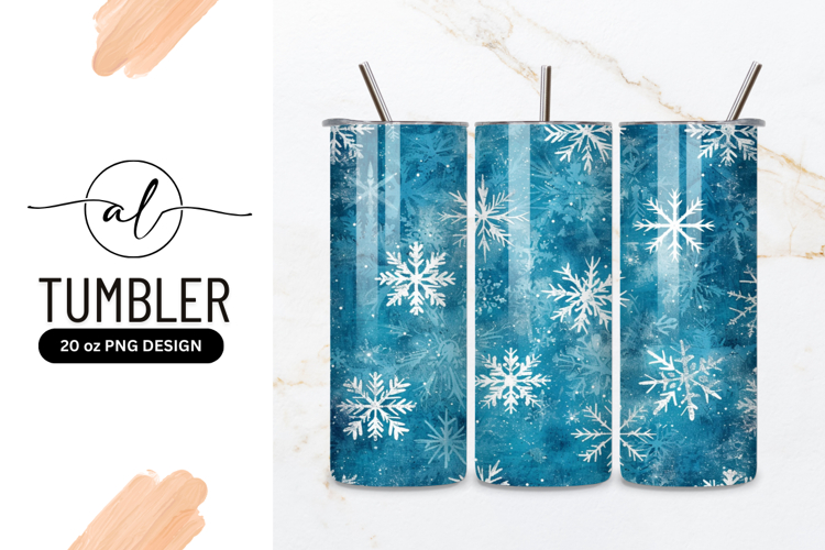 White Snowflakes on Textured Blue Background Winter Pattern