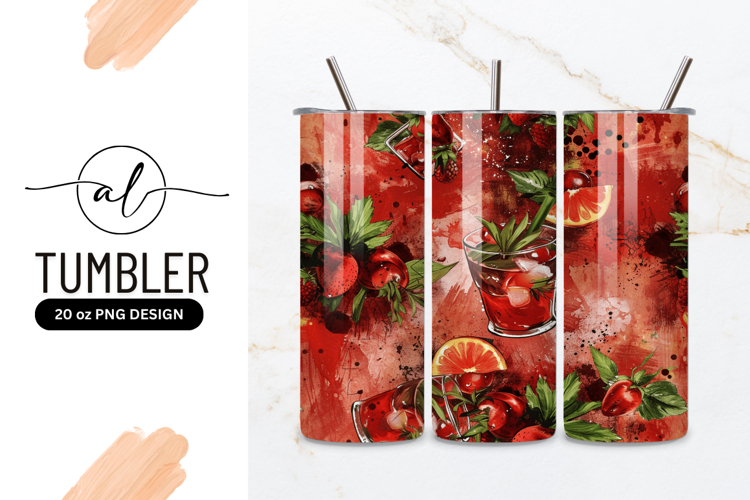 Red Cocktail with Strawberries and Orange Slices