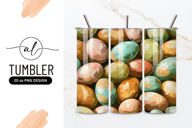 Painted Easter Eggs in Pastel Colors with Brushstroke