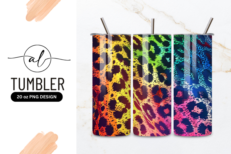 Rainbow Leopard Print Texture with Black Spots and Color
