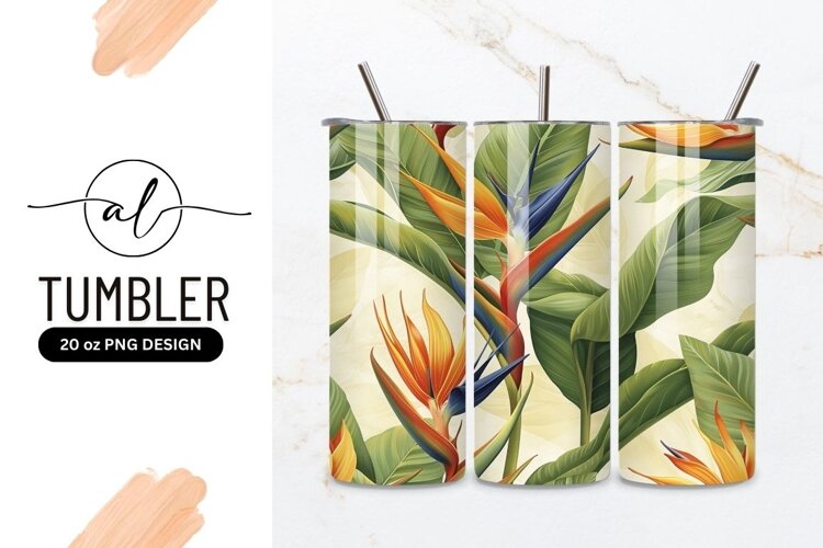 Tropical bird of paradise flower tumbler design example image 1