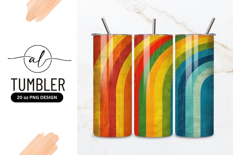 Retro rainbow tumbler design