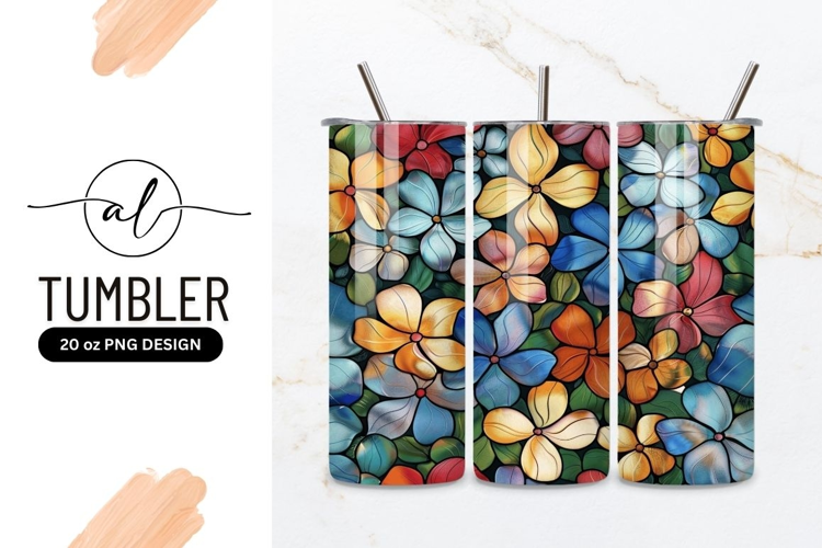 Vibrant flower pattern tumbler design