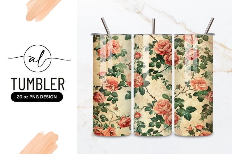 Vintage rose pattern tumbler design