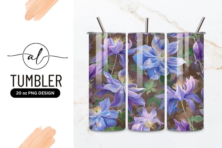 Blue and purple floral tumbler design example image 1
