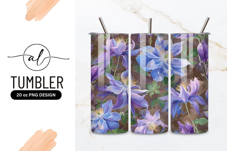Blue and purple floral tumbler design