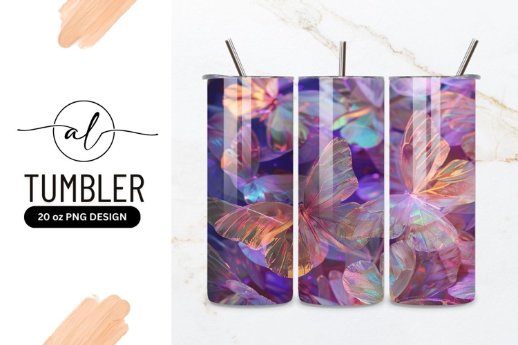 Iridescent butterfly tumbler design