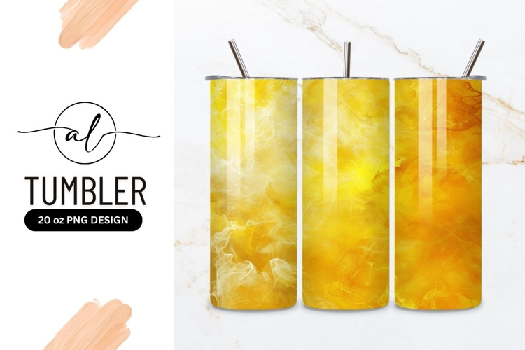 Vibrant yellow flame tumbler design