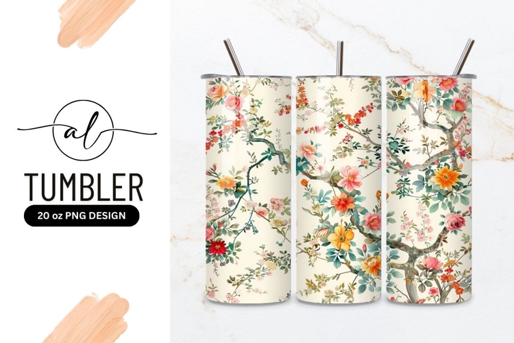 Floral branch tumbler png design