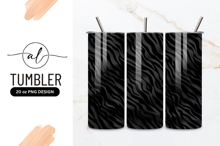 Black and gray wavy pattern tumbler design