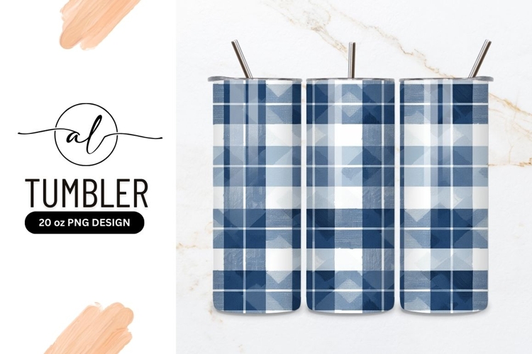Blue plaid tumbler design