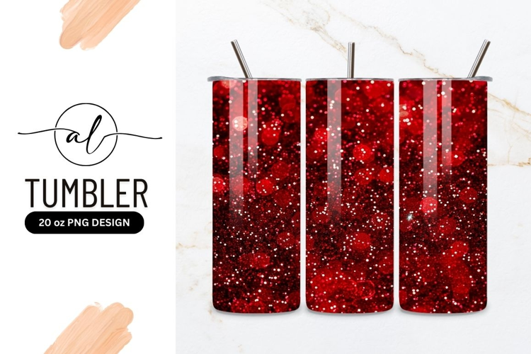 Vibrant red glitter tumbler design
