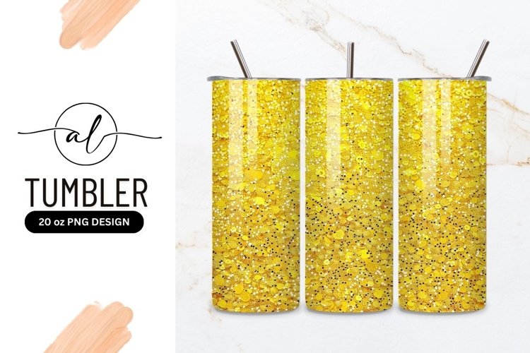 Vibrant yellow speckled tumbler design