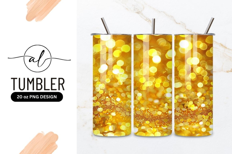 Golden sparkle tumbler design