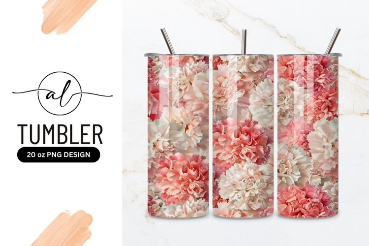 Pink and white floral tumbler design