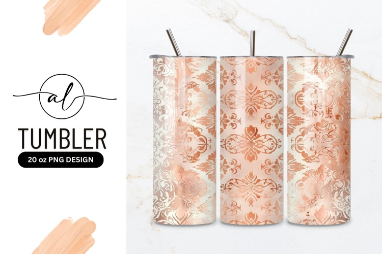 Elegant rose gold damask tumbler design