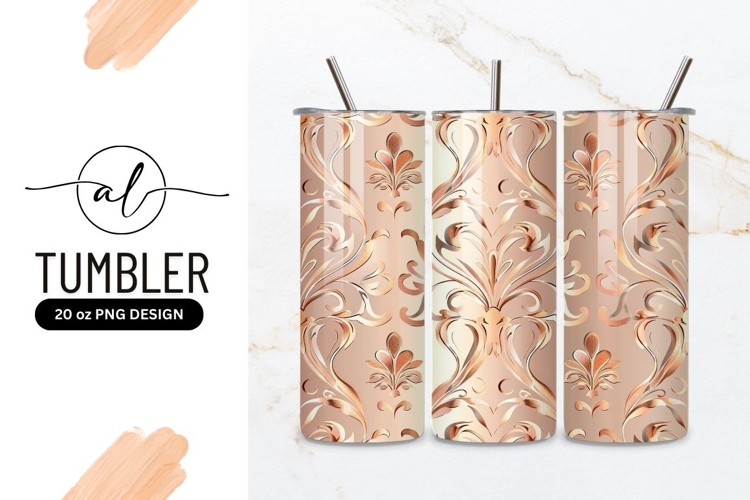 Elegant rose gold damask tumbler design