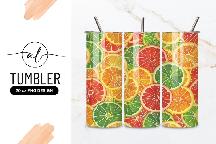 Vibrant citrus slices tumbler design