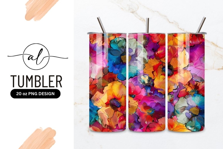 Vibrant floral tumbler design