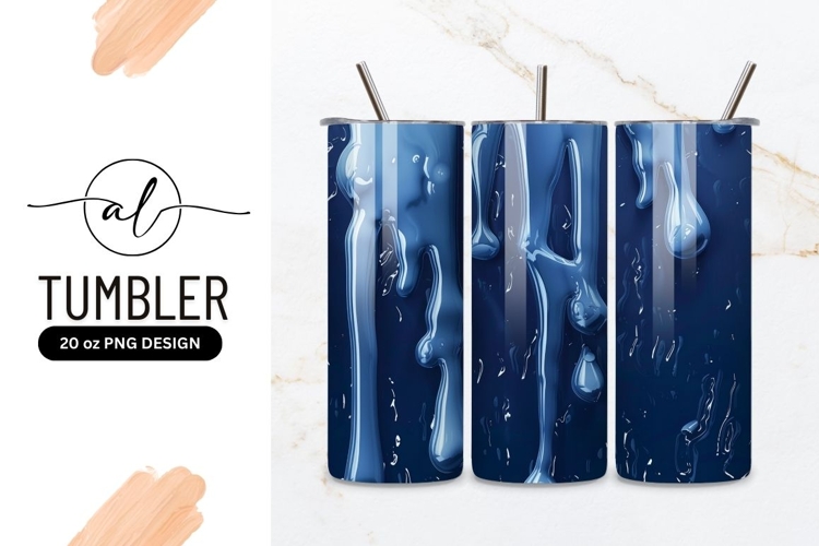 Blue dripping water tumbler design