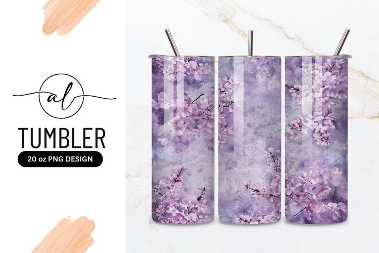 Purple cherry blossom tumbler design